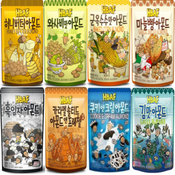 바프 아몬드 40g x 8종 세트, 1세트