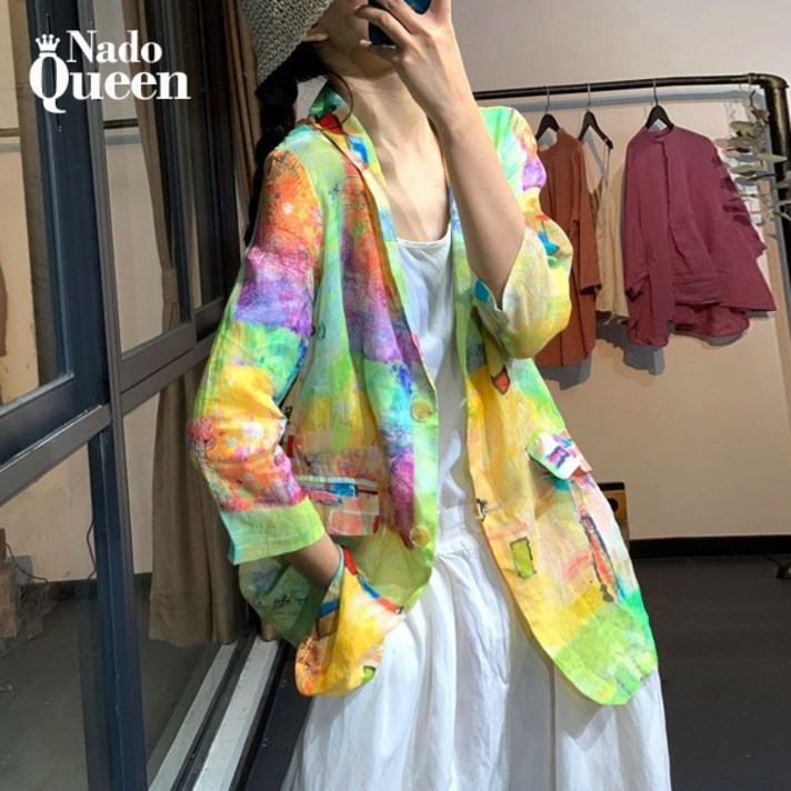 나도퀸 라이트 워터컬러 7부 블레이져 자켓***판매자 퀸앤조이***