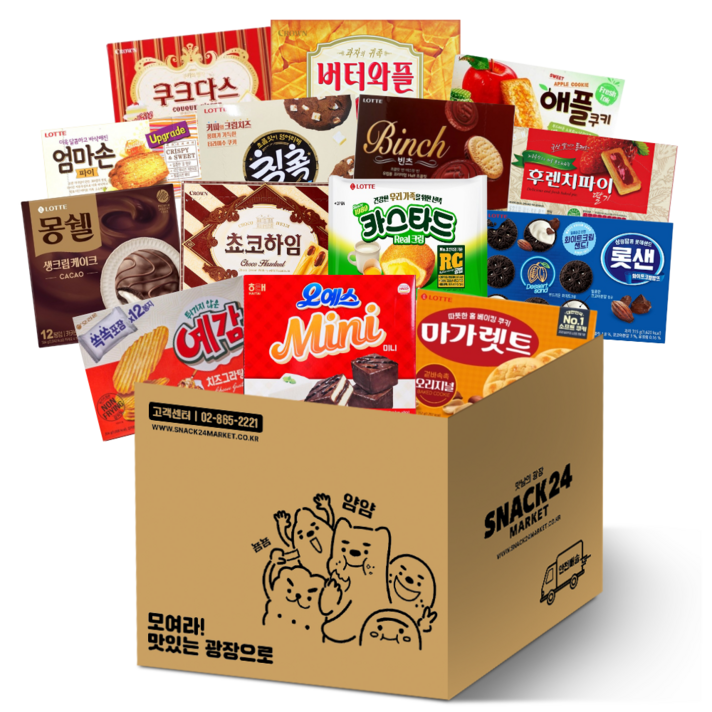  스낵24 사무실 인기과자 꽉꽉 박스과자세트, 과자 14p, 1세트 