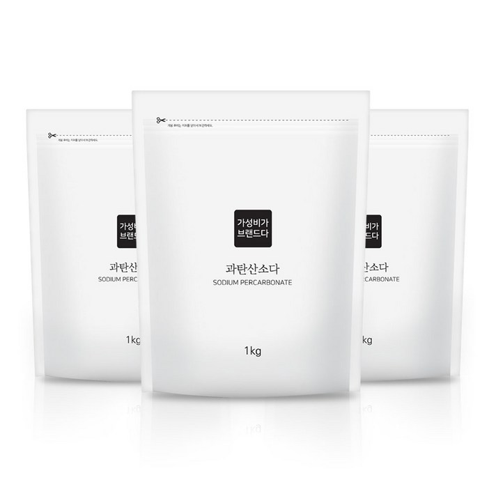 가성비가브랜드다 100% 단일성분 과탄산소다 지퍼백 1KG, 3개