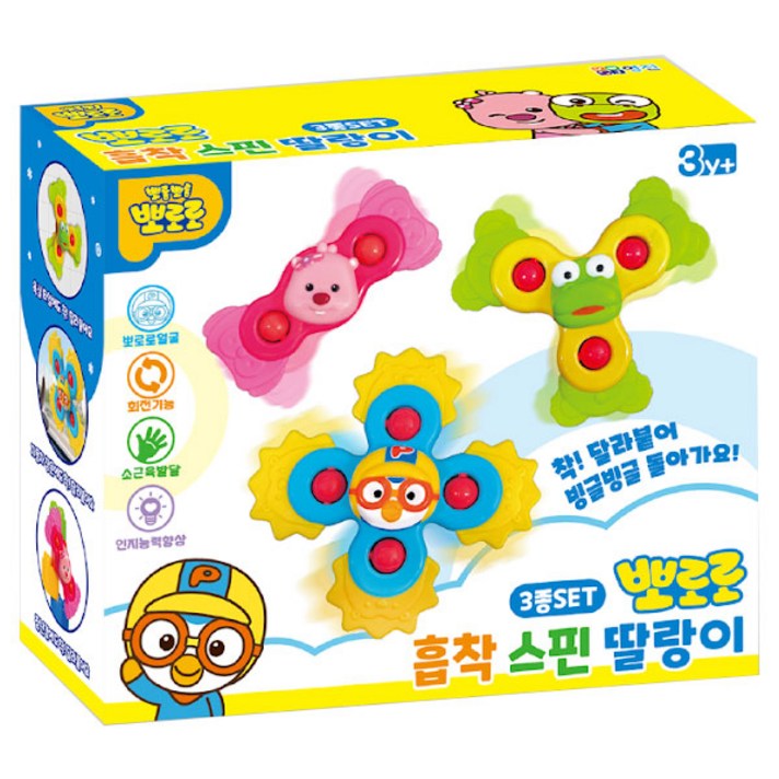 뽀로로 흡착 스핀딸랑이 3종 세트, 혼합색상