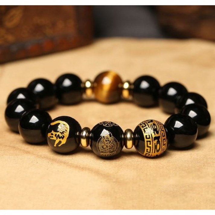흑요석 12지신 띠별 삼재 액막이 팔찌 금전운 재물운 만사형통