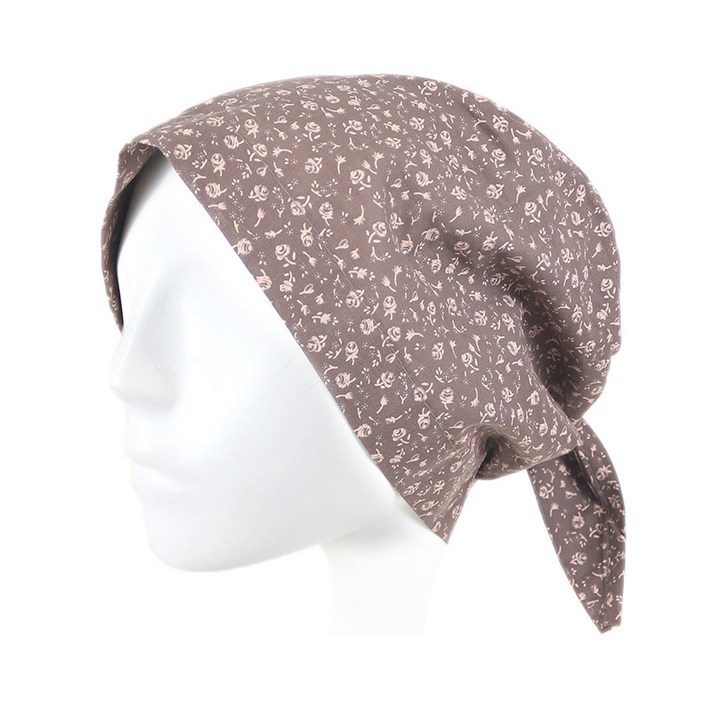 사계절 미니로즈 뒷리본 순면 비니 두건 중년 모자