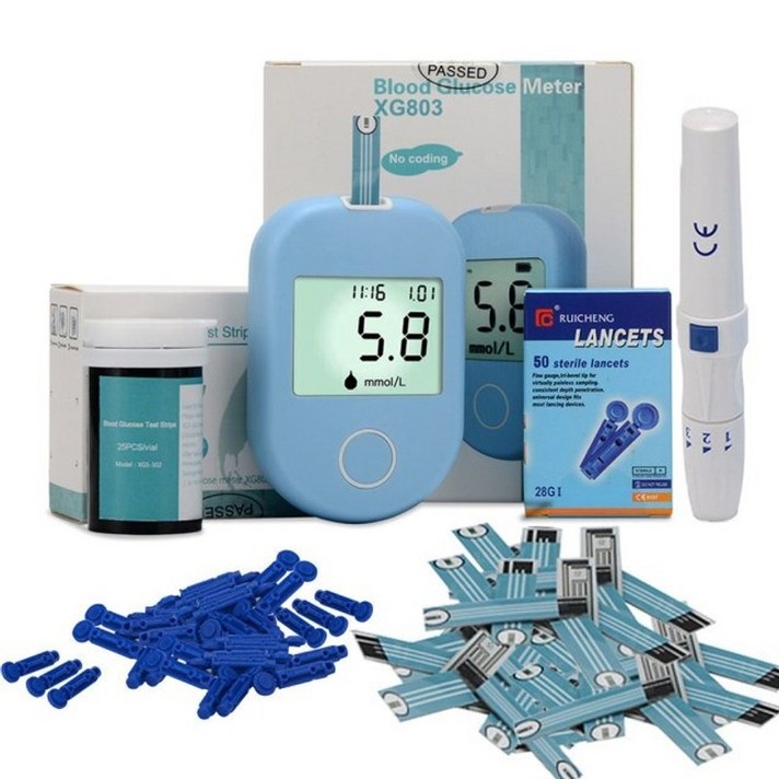 2020 혈당 측정기 50pcs 테스터 스트립 Lancets Glucometer 키트 당뇨병 설탕 측정기 당뇨병 혈당 모니터, A 형