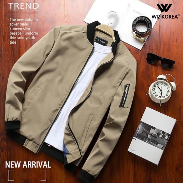 배색 소매 지퍼 블루종 점퍼 집업 자켓 WI100J