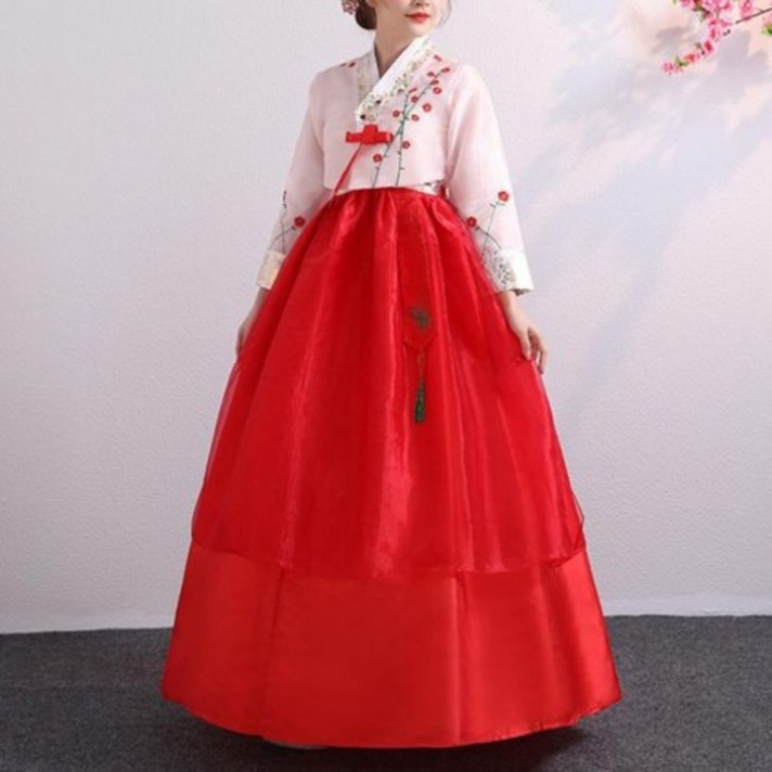 봄 가을 여성 한복 한복원피스 전통의상 무대의상 중전한복 성인 1 Tnmf1u