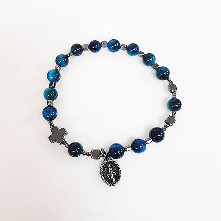 
                                                        [비비안나묵주팔찌] 50032번 블루호안석 / 예쁜 팔찌묵주/천주교성물
                                                    