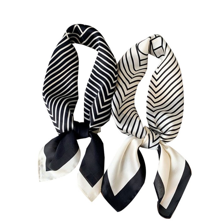 여성용 쁘띠 정사각 실크 스카프 1+1