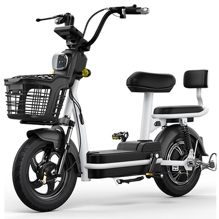 우브로 전기자전거 자토바이 전기 전동 스쿠터 자전거도로 PAS 픽업 배달 리튬배터리, 블랙, X95, 1개