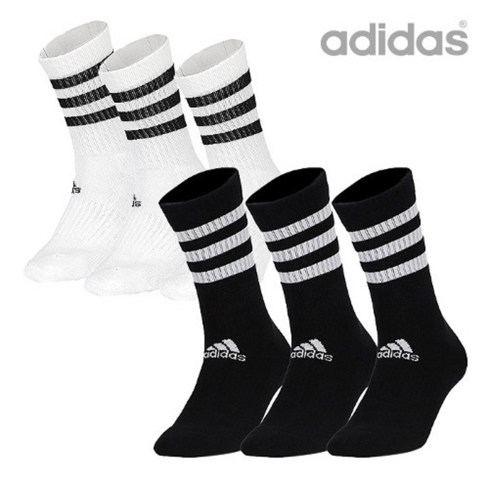 아디다스양말 3S 쿠션 크루 3PP DZ9346/DZ9347, 02_DZ9347-L