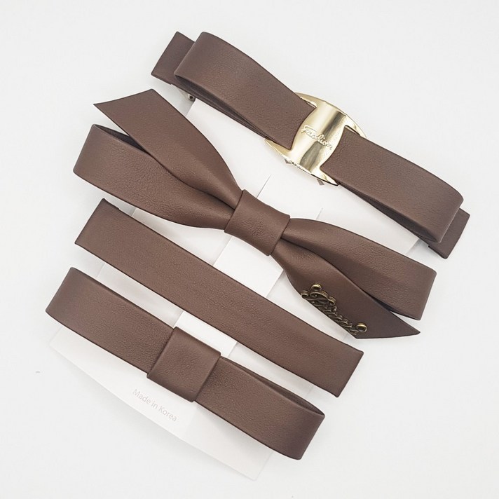 에떼리본 모던레더4P 인조가죽 헤어핀 세트 자동핀 머리핀 가죽헤어핀