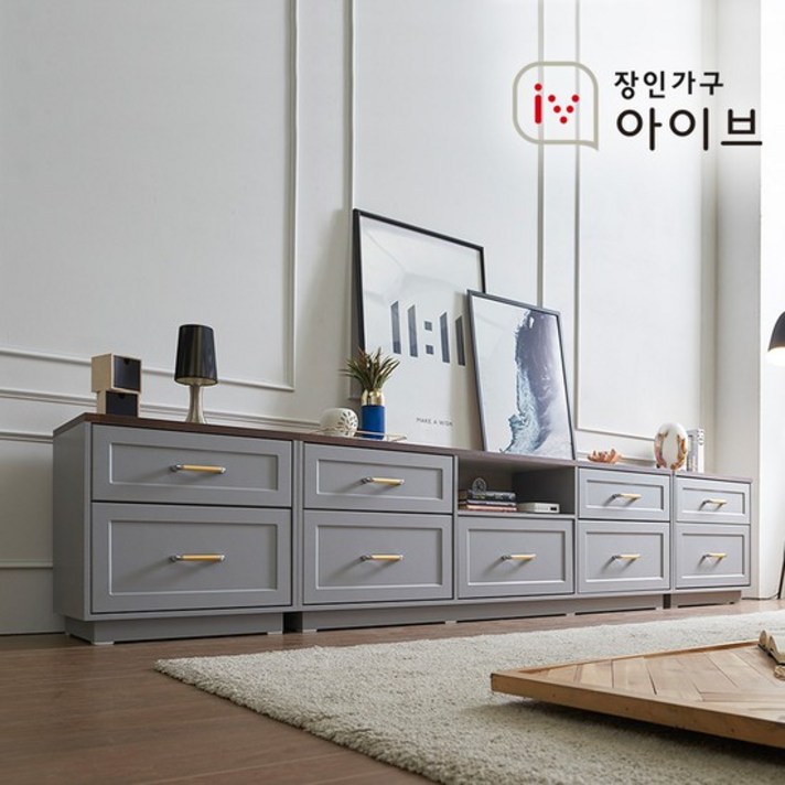 장인가구아이브 엘브G 3000 높은 거실장, 그레이