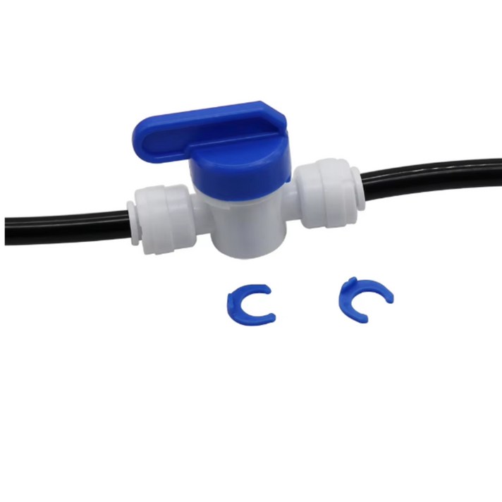 원터치 정수기 부품 밸브 연결 정수기 호스 밸브 온오프 배수, 블루
