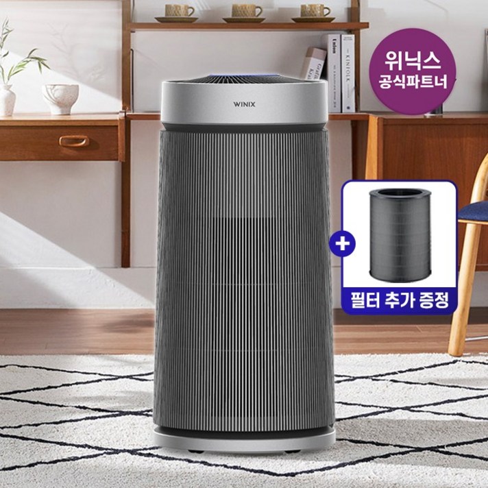  [공식인증점] 위닉스 공기청정기 타워프라임 플러스 실버+필터세트 증정 ATTM115-MSK+S(KR), 단품 