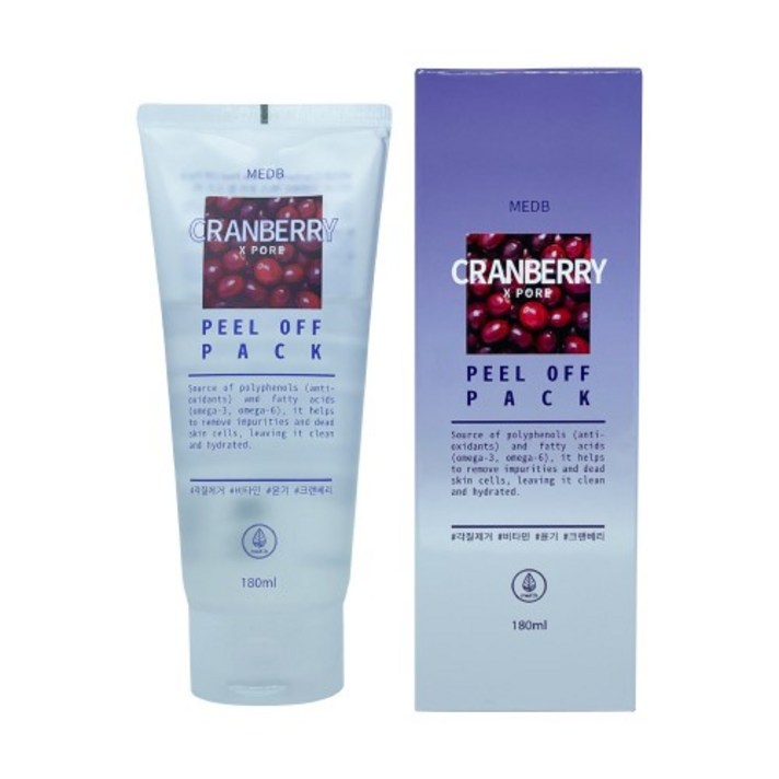 메드비 엑스 포어 필오프팩 180ml 바르는 마스크 진정 얼굴피지제거 블랙헤드 좁쌀여드름, 크렌베리