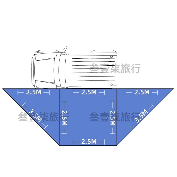 차량용텐트 도킹텐트 차박도킹텐트 쉘터, 검은색 180도 2.5미터 부채 모양텐트(조명
