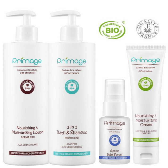  [쁘리마쥬] 유기농 필수4종세트(바스앤샴푸 400ml + 로션 400ml + 세럼 30ml, 상세 설명 참조 