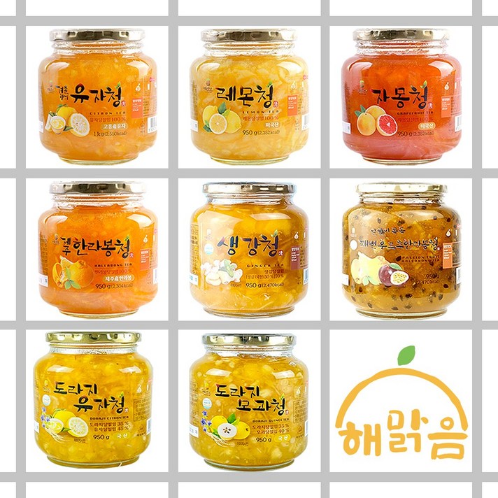 해맑음 과일청 10종 1+1, 자몽청+한라봉청