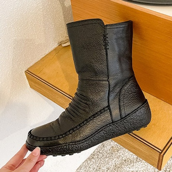 제이슈 지쎄수제화 가죽 퍼안감 끝장 미들부츠 4.5cm