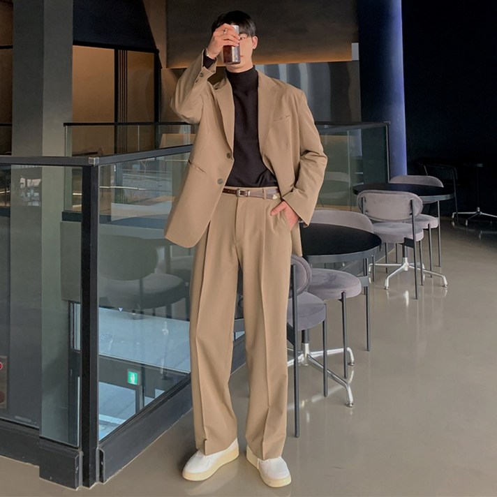 남자 와이드 셋업 수트 오버핏 결혼식복장 캐주얼정장 하객룩 남자 와이드 셋업 수트 오버핏 결혼식복장 캐주얼정장 하객룩