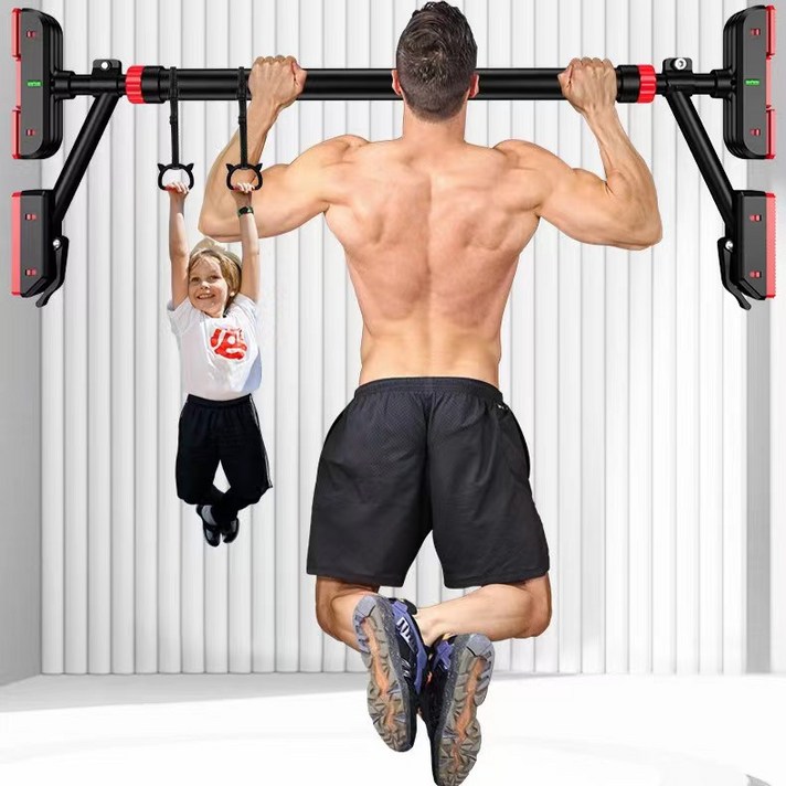 sj 4중안전장치 턱걸이운동기구 문틀철봉 가정용철봉 실내 방문 풀업바 문 턱걸이봉 풀업기구, 블랙