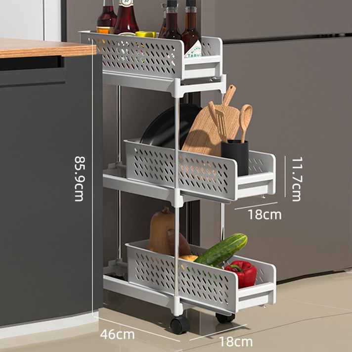  리빙공감 이동식 틈새 트롤리 선반 슬라이딩 수납장 