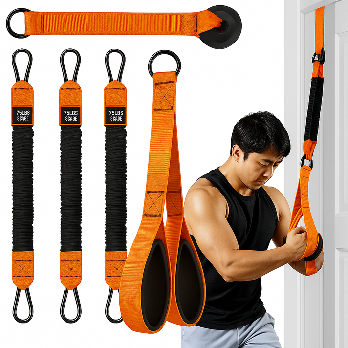디노트 라텍스 홈트 문틈 튜빙 운동 밴드, 1개, 문틈 저항 밴드오렌지