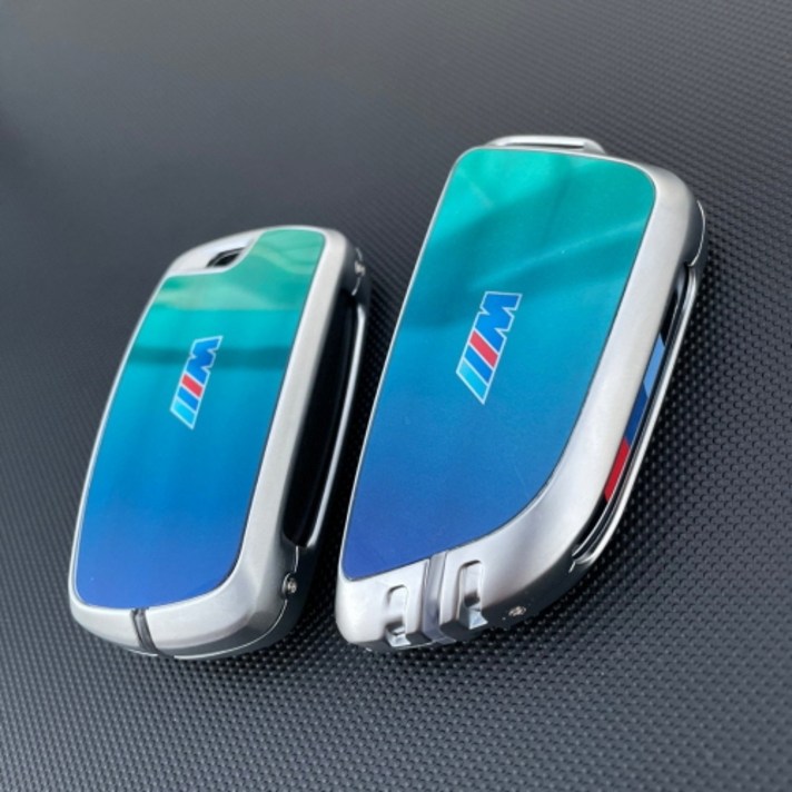[AS가능] BMW 에메랄드 메탈 키케이스 신형 구형 디스플레이 X 3 5 7 시리즈 가죽 키커버 키링, 반달형(신형)