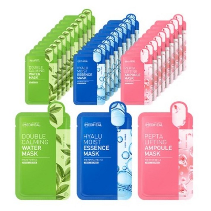 메디힐 더블 카밍 워터 마스크 10p +히알루 모이스트 에센스 마스크 10p +펩타 리프팅 앰플 마스크 10p, 1세트