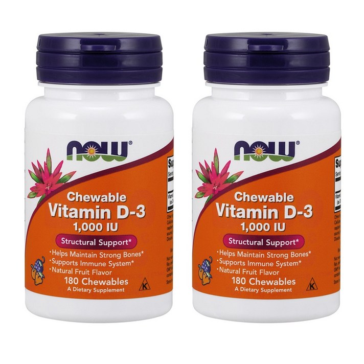 나우푸드 비타민 D-3 1000 IU 츄어블 2개, 180개입