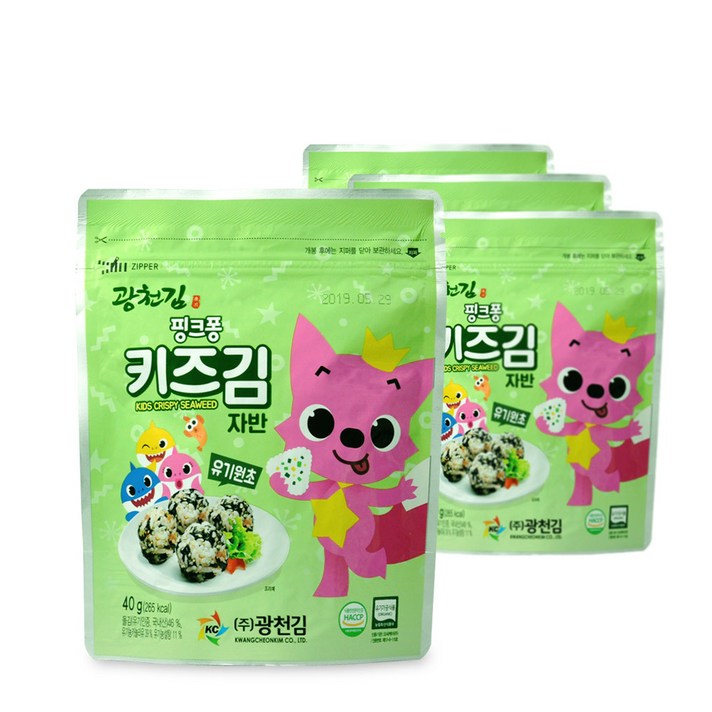 [자연나라] 핑크퐁 유기농 아이 김자반 40g 4팩