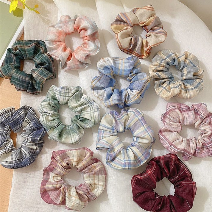 소확품 체크 곱창 머리끈 밴드 10개 세트 헤어슈슈 스크런치