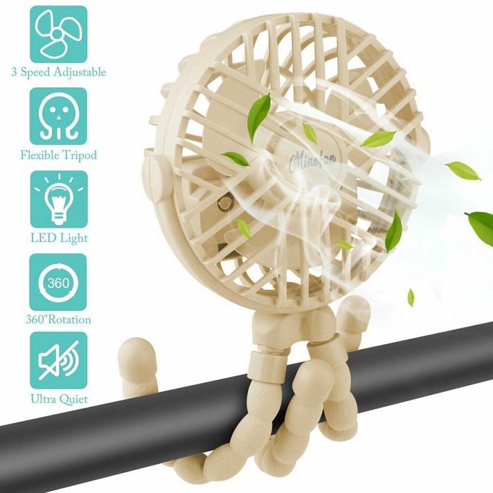 USB 휴대용 삼각대 냉각 3 속도 휴대용 개인 작은 미니 팬 클립 책상 아기 유모차 사무실 홈, 노랑
