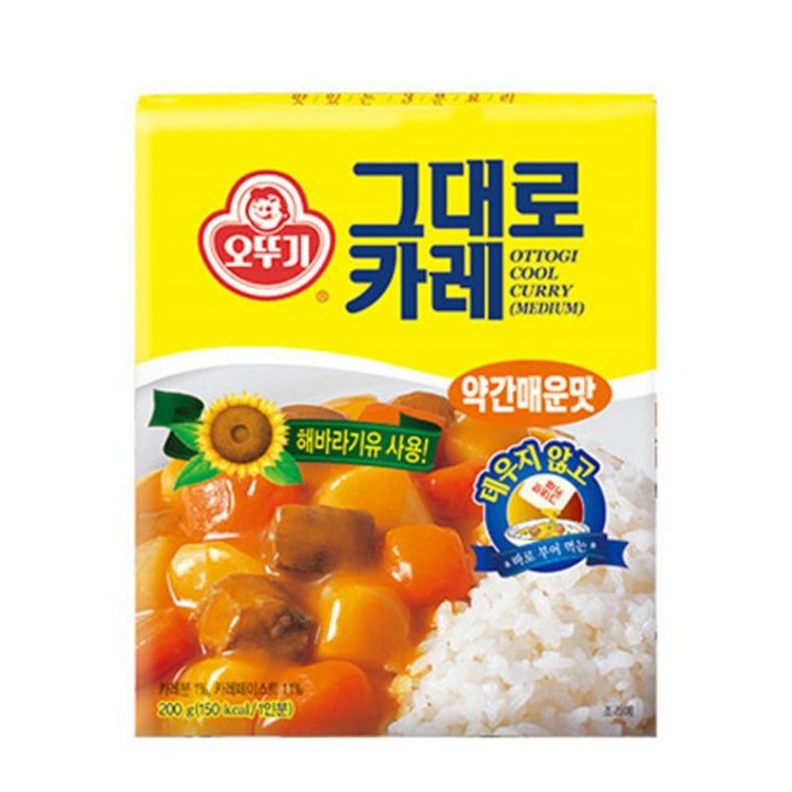 [W7AFFF4] 오뚜기 3분 그대로카레 약간매운맛 200g, 1