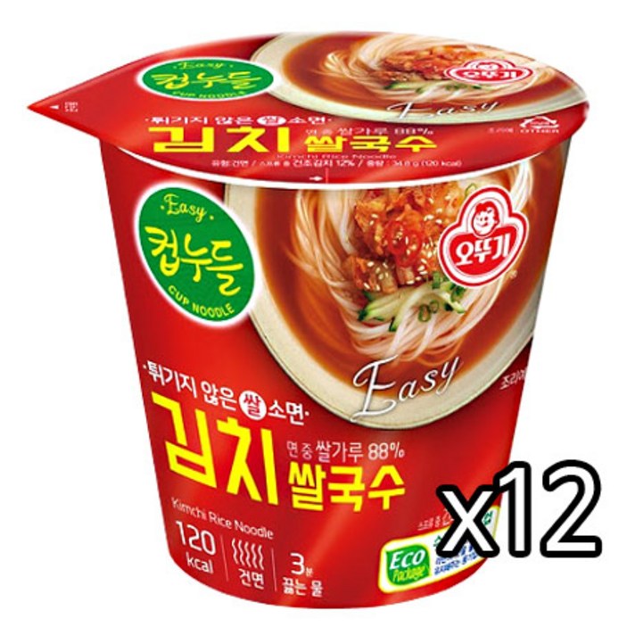 오뚜기 컵누들 김치쌀국수34.8g, 34.8g, 12개