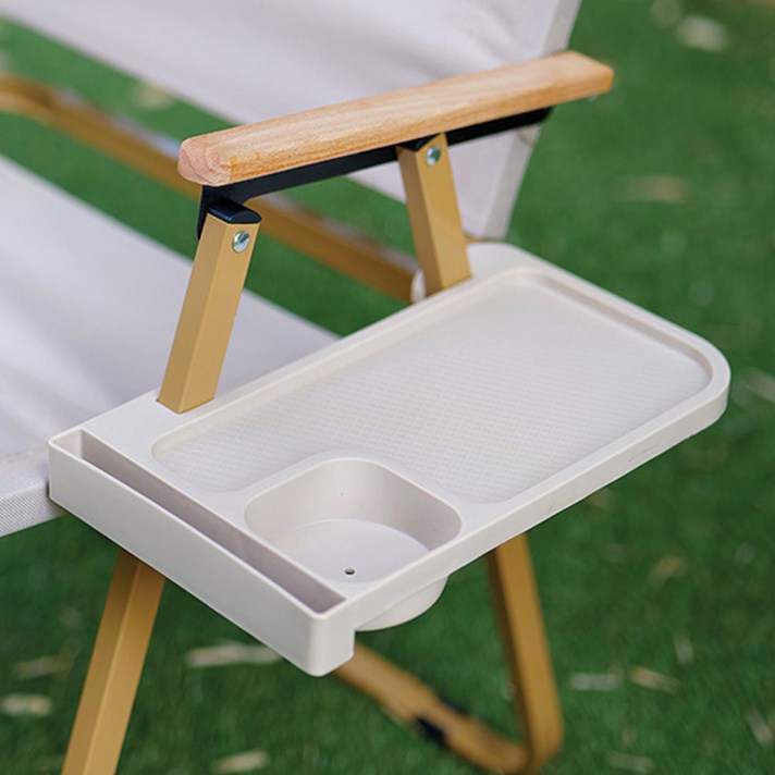 아이리버 접이식 캠핑의자 받침대 트레이 컵홀더 사이드 테이블 IE-CP01, 1개, 블랙
