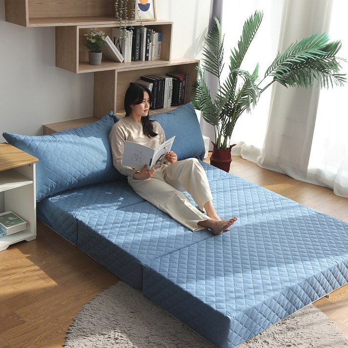  3단 접이식 3D 메모리폼 바닥 침대 토퍼 매트리스 12센치 