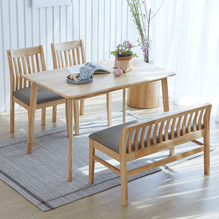 베스트리빙 *12만세트 누적판매 상품* 캔버라 제시 4인 식탁세트(벤치형/의자2개 + 벤치)/테이블세트/테이블/원목식탁세트/원목식탁/HPM식탁/4인용 식탁세트/4인테이블세트, 내츄럴