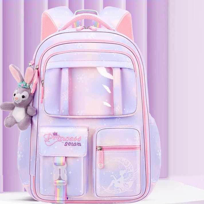 YUEMEIYD 초등학생 대용량 방수 책가방 어린이 키링인형 백팩 여