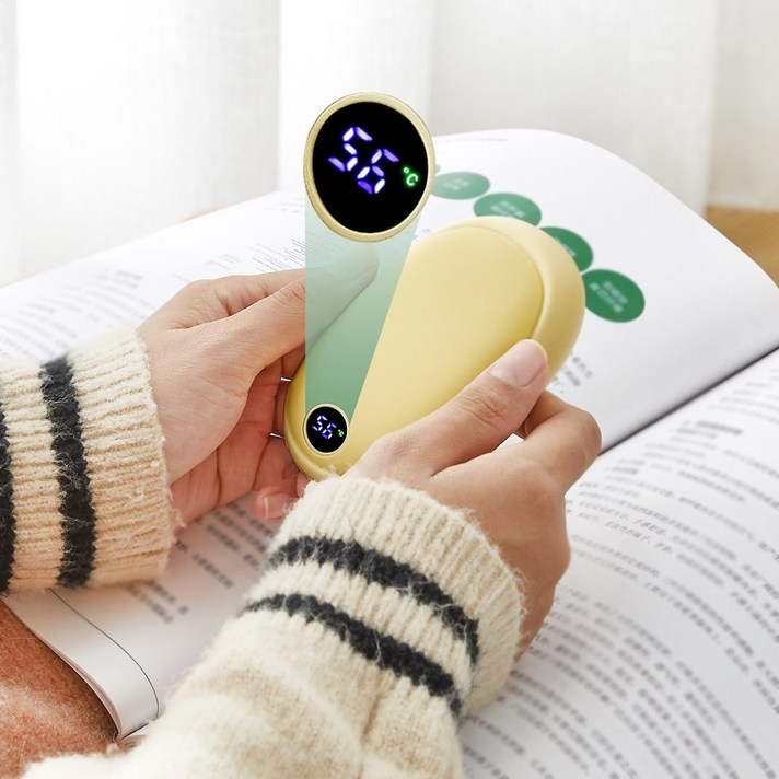 머레이 LED 파스텔 동그리 손난로 보조배터리 10000mAh, 옐로우, PASTEL