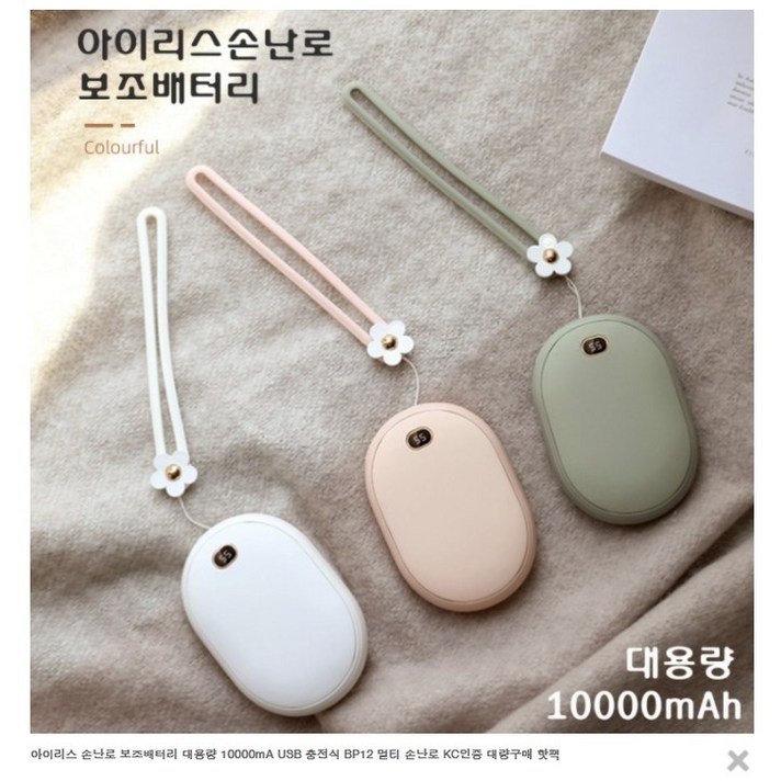 2021년 최신 대용량 대박 가성비 충전식 손난로 KC인증 온도조절 C-Type 10000mA, 그린