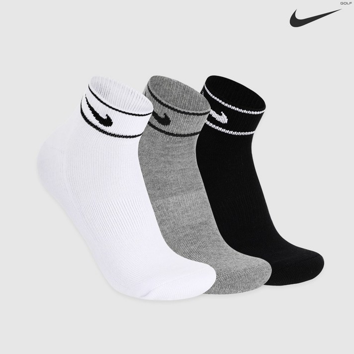 나이키 스우시 컴포트핏 넥투라인 쿠션 숏 삭스 양말 L 3팩 NCNTSX21L-3, 화이트