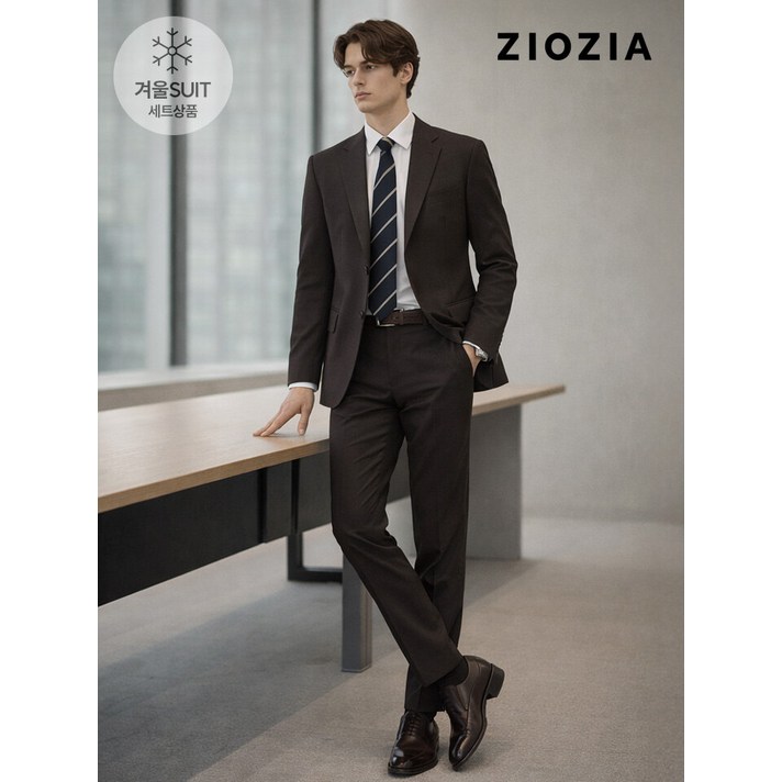 지오지아 울혼방 솔리드 브라운 미라클 정장세트 ABD4SB1201 ABD4SP1201 DBR