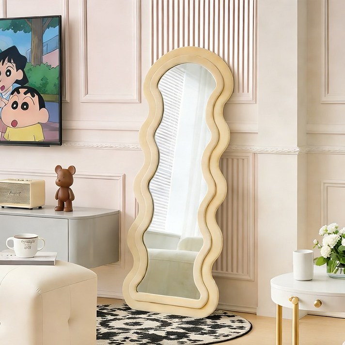 Comfy Nest 웨이브 물결 스탠드 전신거울 인테리어 비정형