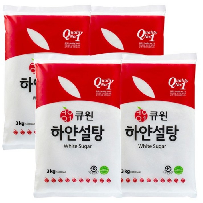 큐원 하얀설탕 3kgx4봉지 설탕 백설탕, 3kg, 4개