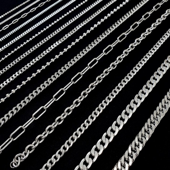 써지컬스틸 체인목걸이 빈티지목걸이 반지줄 군번줄 여자 남자 커플 데일리 레이어드