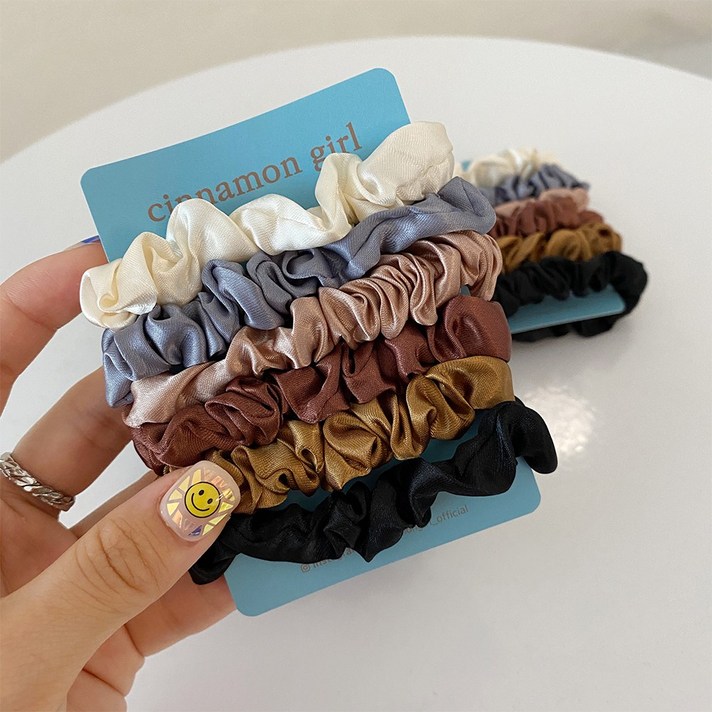 시나몬걸 미니 새틴 6p 곱창 머리끈 세트 곱창머리끈