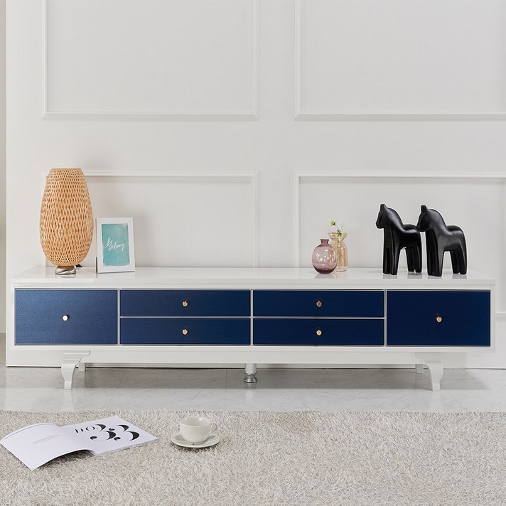  미가엘UV하이그로시 도장 유광 거실장 2000TV다이 티비장 6color, 네이비 