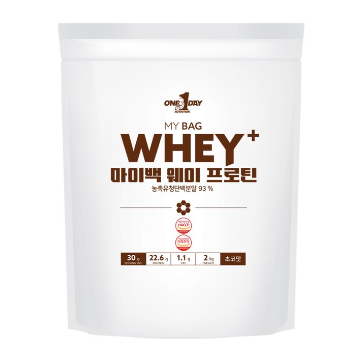 원데이뉴트리션 초코맛_단백질 쉐이크 헬스 보충제 포대유청 웨이프로틴 WPC 2000g, 1개, 상세 설명 참조