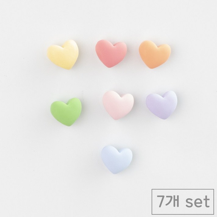  84x84 미니 하트 냉장고자석 마그네틱 7종 세트, 혼합색상 